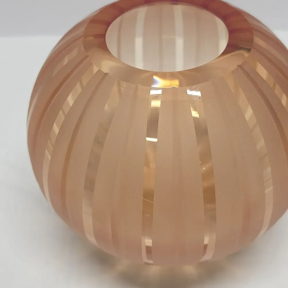 Vintage Waterford Evolution Blush Amber Striped Round Vase 5.25